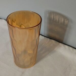 Single 1960 Jeanette Peach Hex Optic Gold Color Glasses Carnival Drinking Glass